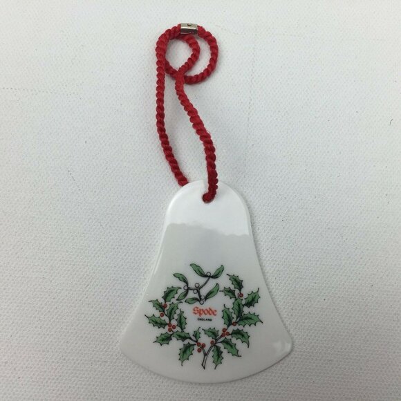 Vtg Spode Bell Shaped Flat Bone China Christmas Tree Ornament England Box - Picture 5 of 6